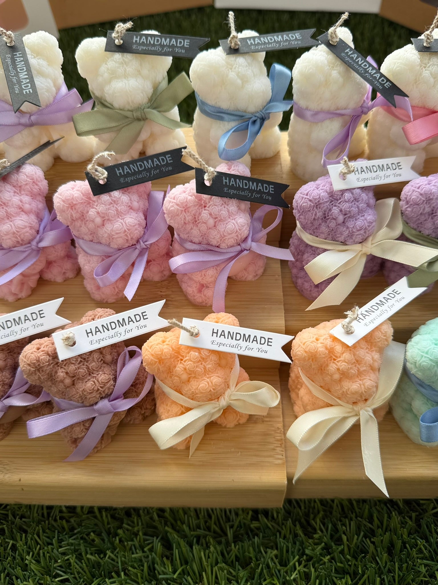 Soy Wax Rose Teddy Bear Candle, Handmade Home Decor Gift